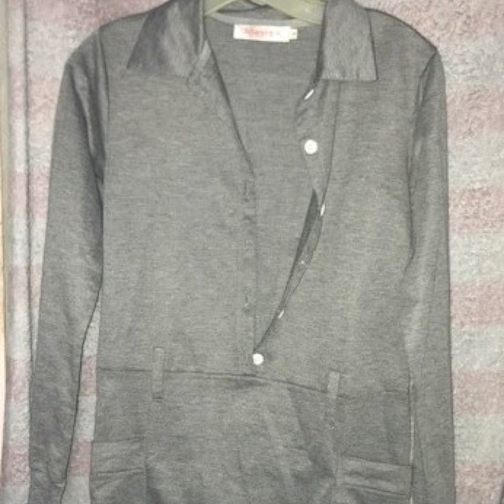Allegra K Half Placket Long Sleeve Shirt Dress